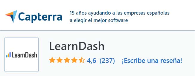 Opiniones de LearnDash según usuarios de la plataforma Capterra